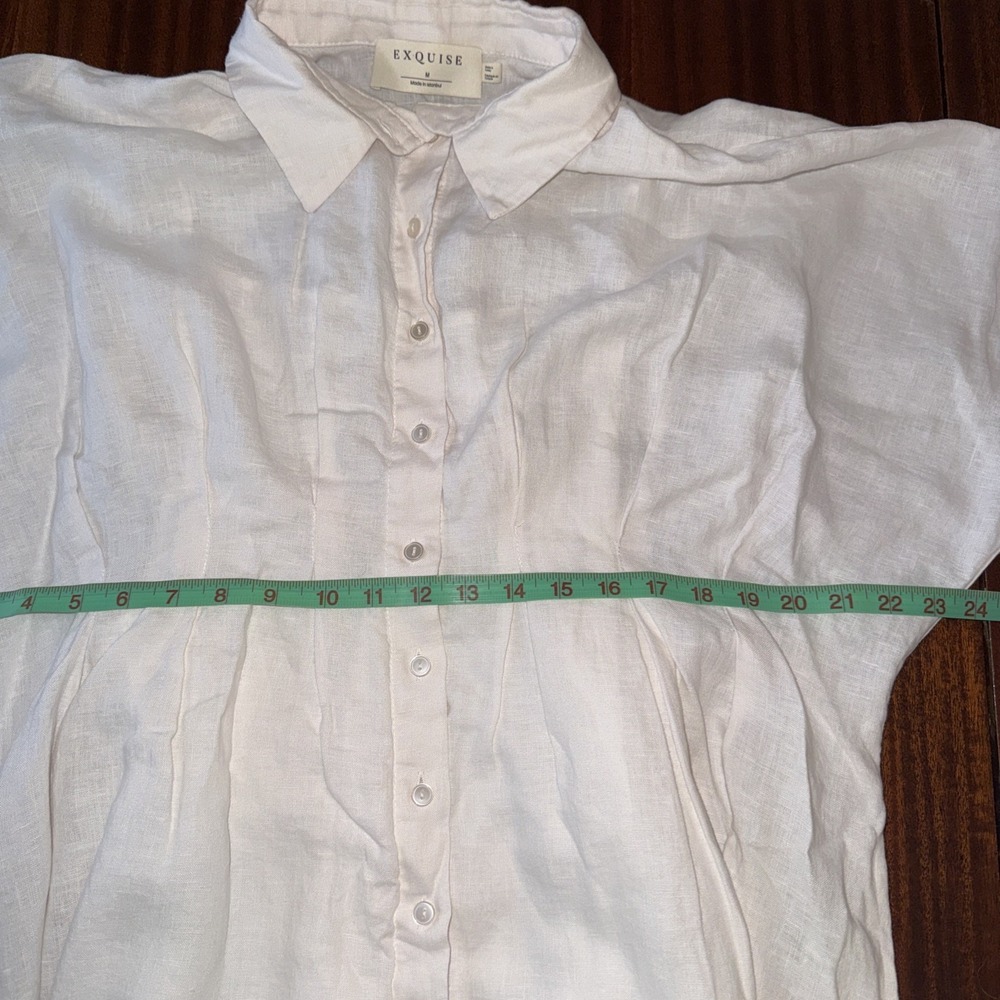 Anthropology Exquise Tobi Shirt Dress Women's Size Medium Ivory Linen Maxi - Picture 8 of 10